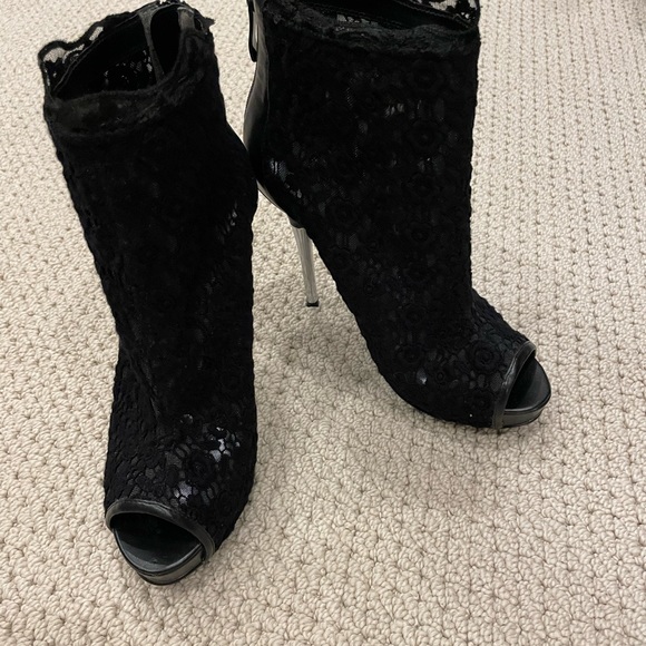 Bebe Black Lace Stiletto Ankle Boot - Picture 7 of 7